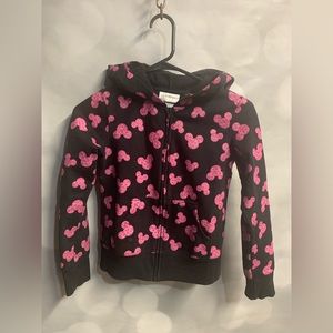 Walt Disney World Pink Cheetah Mickey Ears‎ zip up hoodie kids Large